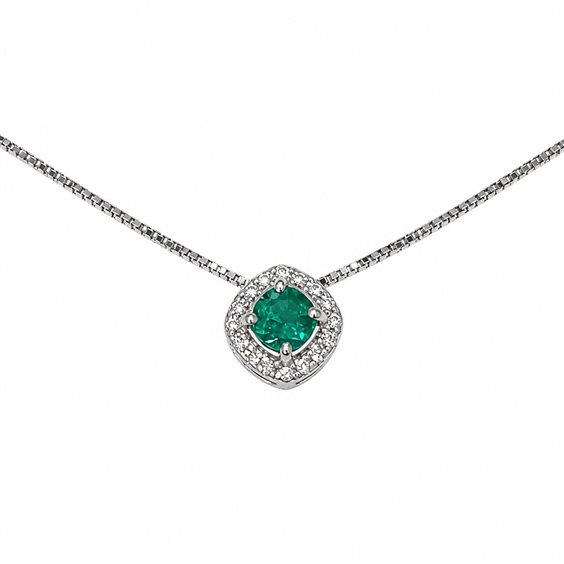 Halskette Donna Oro in Weißgold Smeraldi+Diamanti 0.40 Ct LPE12108.004 - LPE12108.004